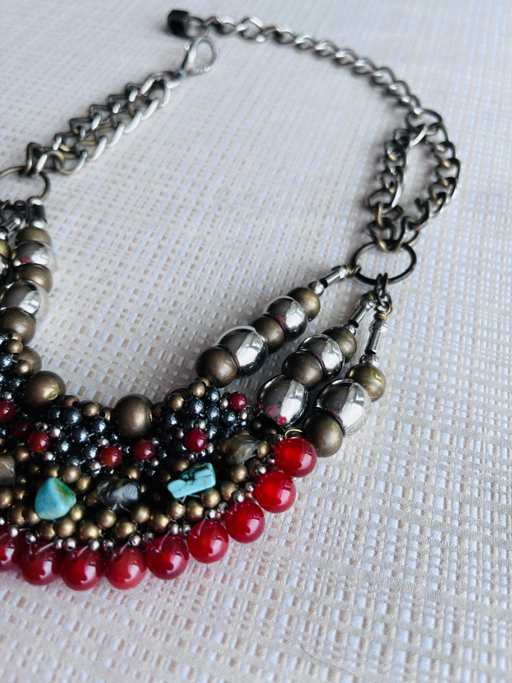 Vintage Anthropologie Pam Hiran Bold Statement Necklace Boho Etruscan Revival - Picture 9 of 15